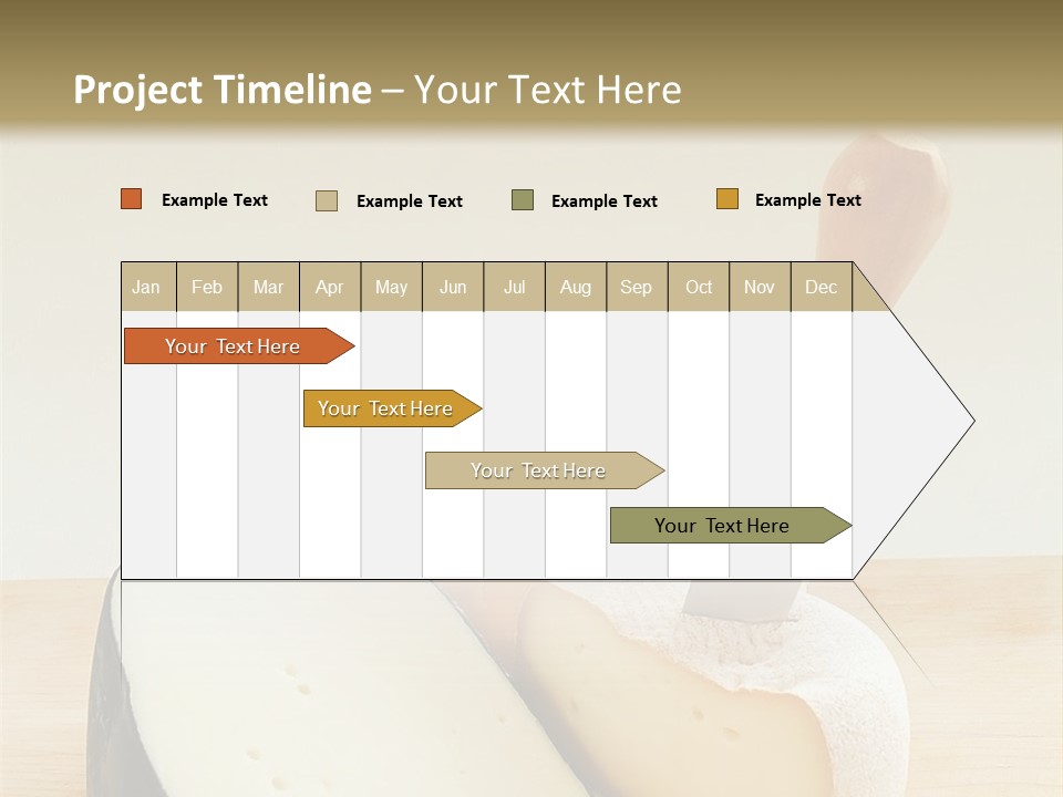3 Kinds Of Cheese With A Cheese Knife PowerPoint Template