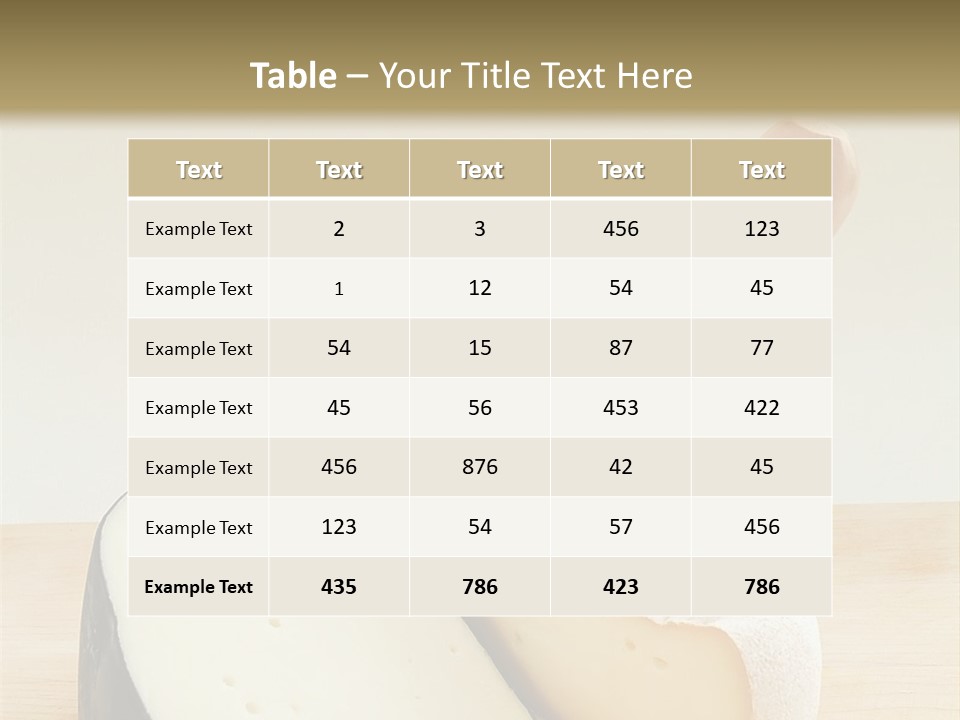 3 Kinds Of Cheese With A Cheese Knife PowerPoint Template