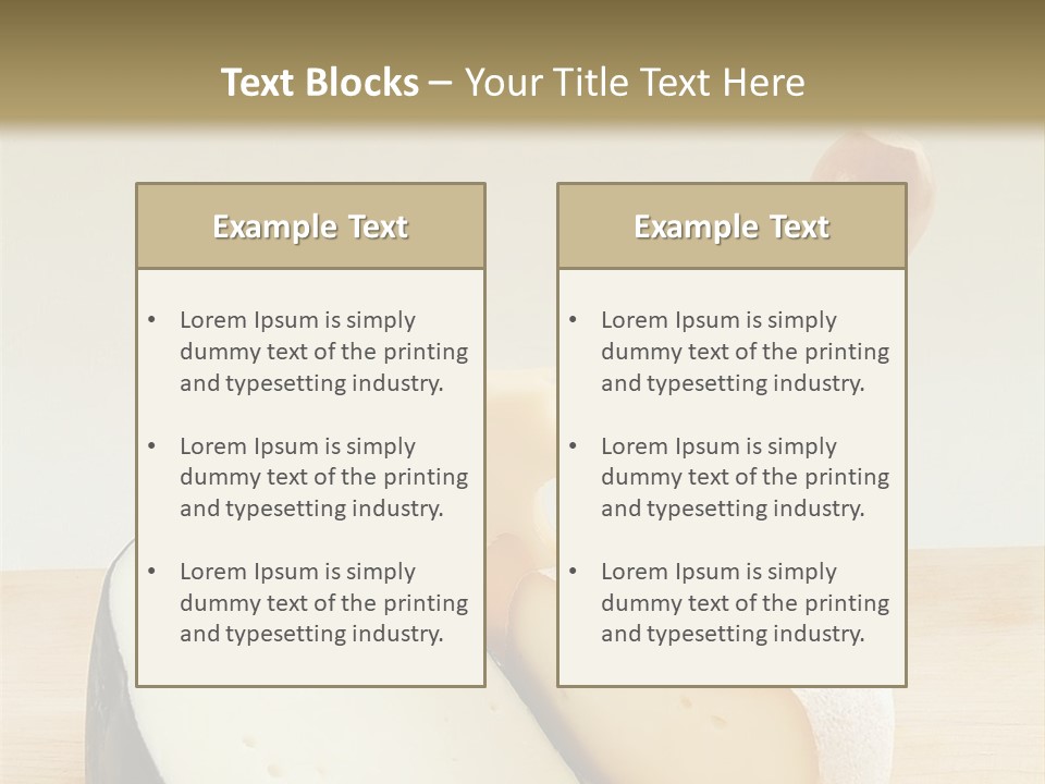 3 Kinds Of Cheese With A Cheese Knife PowerPoint Template