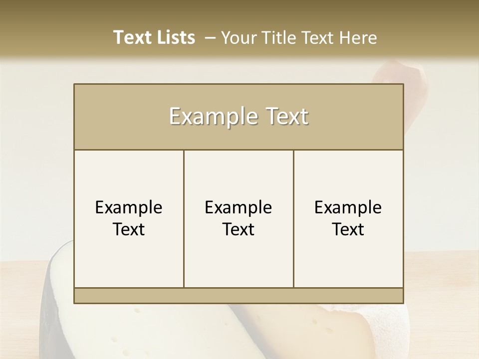 3 Kinds Of Cheese With A Cheese Knife PowerPoint Template