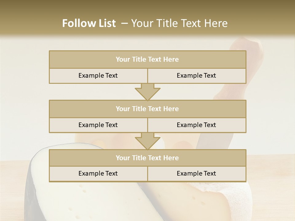 3 Kinds Of Cheese With A Cheese Knife PowerPoint Template