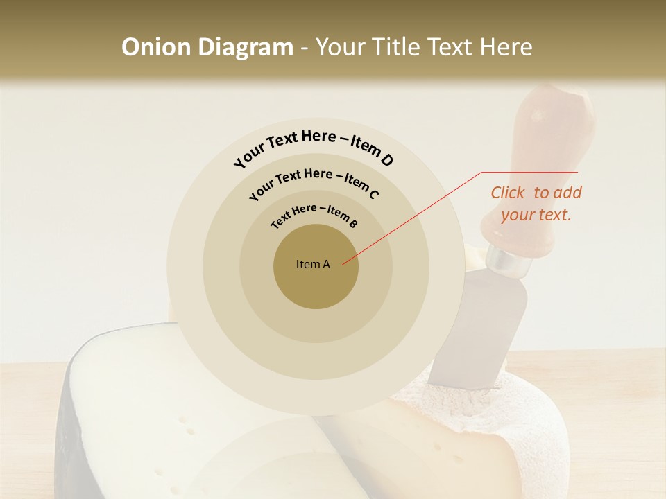 3 Kinds Of Cheese With A Cheese Knife PowerPoint Template