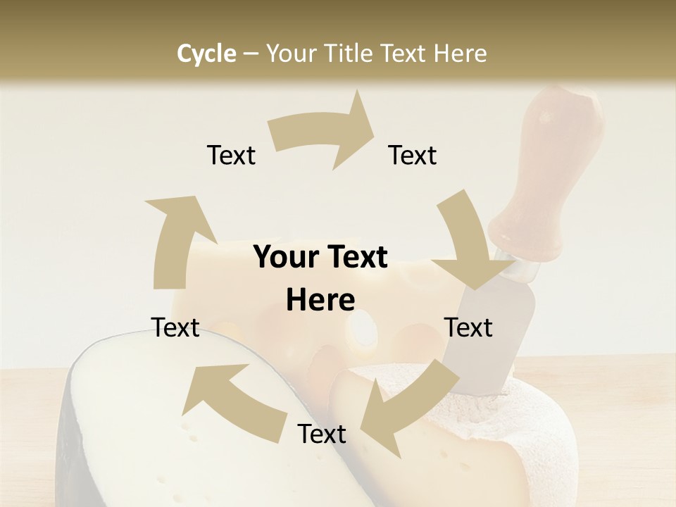 3 Kinds Of Cheese With A Cheese Knife PowerPoint Template