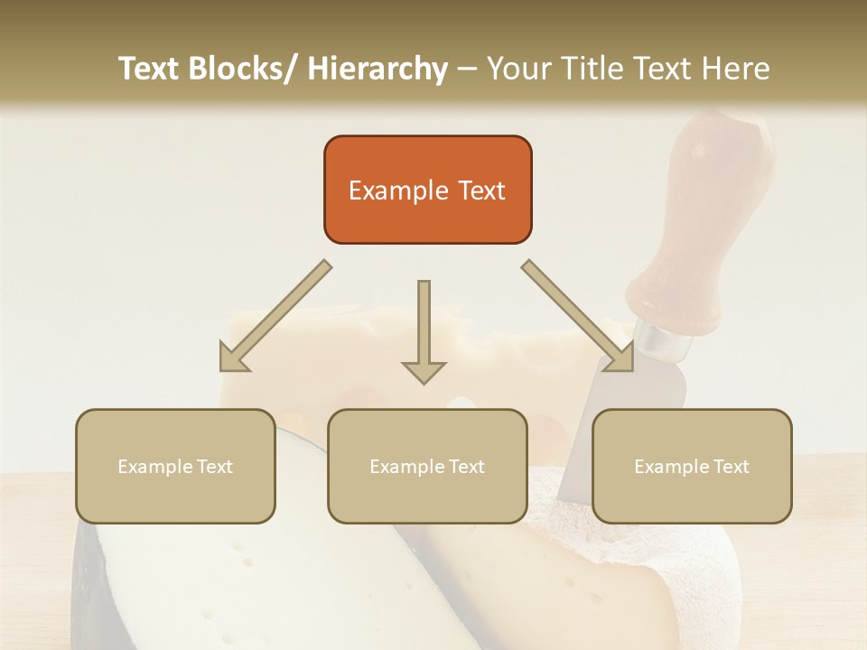 3 Kinds Of Cheese With A Cheese Knife PowerPoint Template