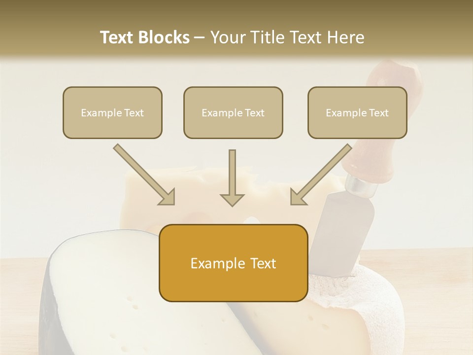3 Kinds Of Cheese With A Cheese Knife PowerPoint Template