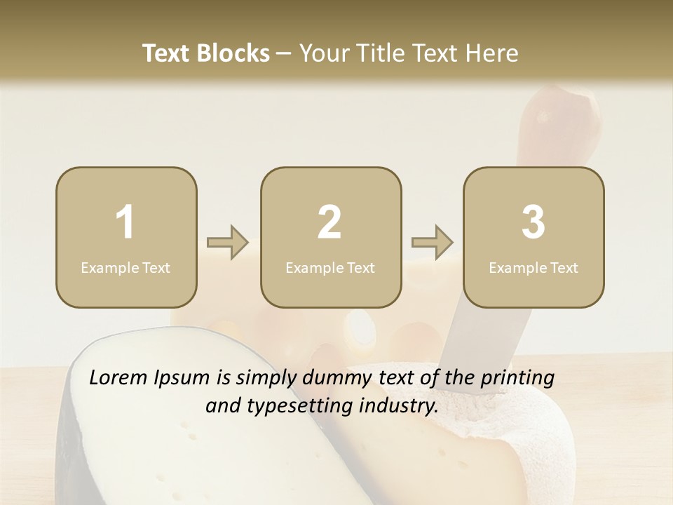 3 Kinds Of Cheese With A Cheese Knife PowerPoint Template