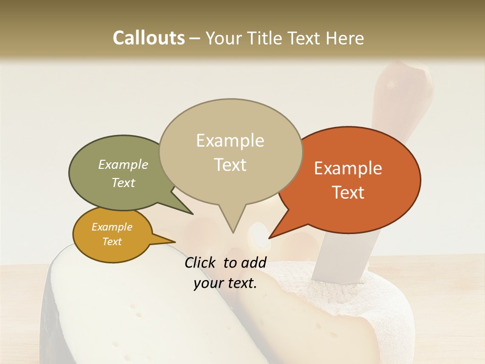 3 Kinds Of Cheese With A Cheese Knife PowerPoint Template