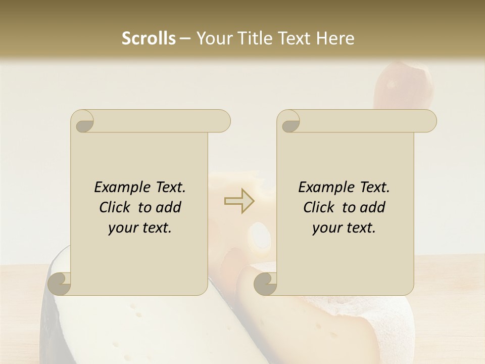3 Kinds Of Cheese With A Cheese Knife PowerPoint Template