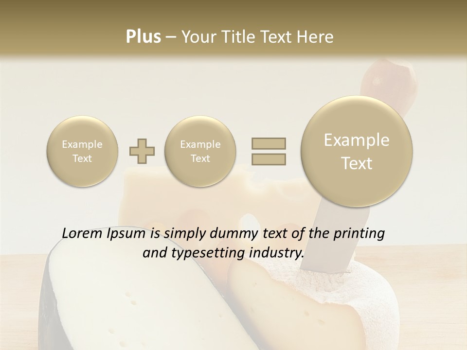 3 Kinds Of Cheese With A Cheese Knife PowerPoint Template