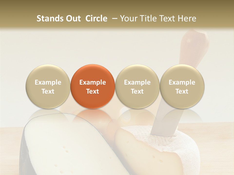 3 Kinds Of Cheese With A Cheese Knife PowerPoint Template
