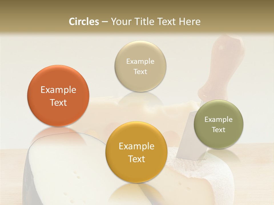 3 Kinds Of Cheese With A Cheese Knife PowerPoint Template