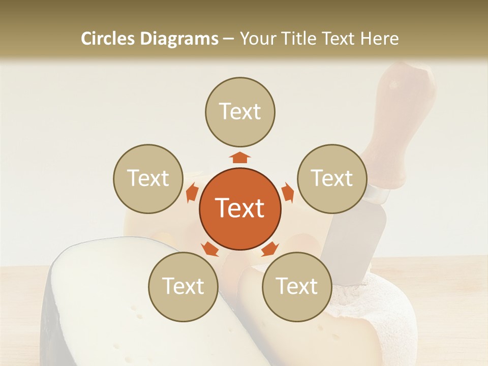 3 Kinds Of Cheese With A Cheese Knife PowerPoint Template