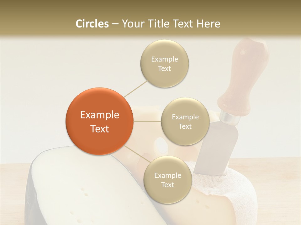 3 Kinds Of Cheese With A Cheese Knife PowerPoint Template