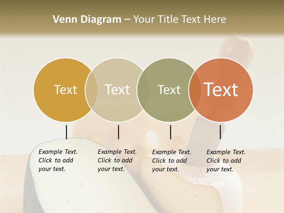 3 Kinds Of Cheese With A Cheese Knife PowerPoint Template