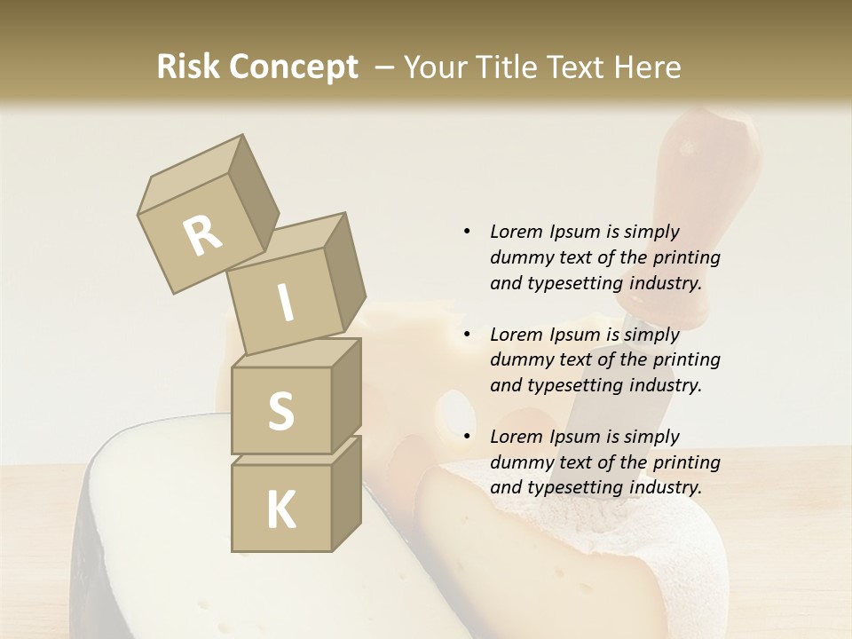 3 Kinds Of Cheese With A Cheese Knife PowerPoint Template