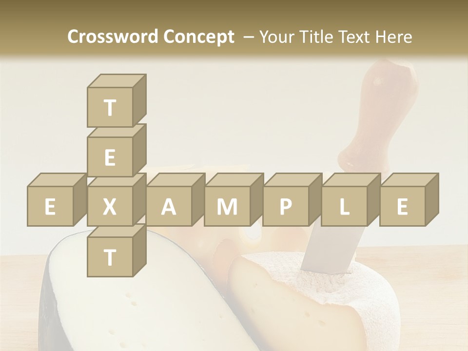 3 Kinds Of Cheese With A Cheese Knife PowerPoint Template