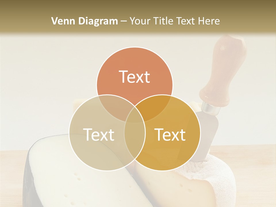 3 Kinds Of Cheese With A Cheese Knife PowerPoint Template