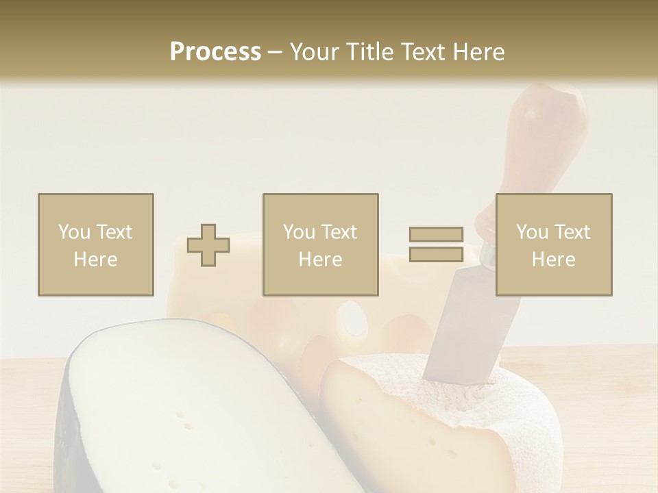3 Kinds Of Cheese With A Cheese Knife PowerPoint Template