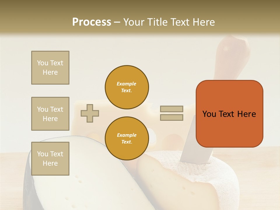 3 Kinds Of Cheese With A Cheese Knife PowerPoint Template
