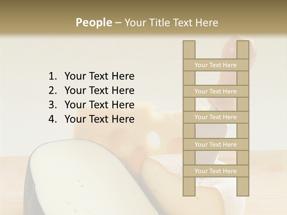 3 Kinds Of Cheese With A Cheese Knife PowerPoint Template