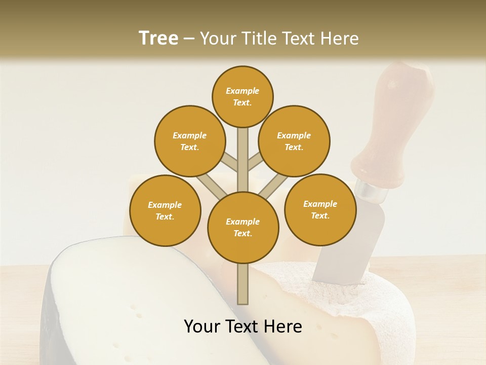 3 Kinds Of Cheese With A Cheese Knife PowerPoint Template