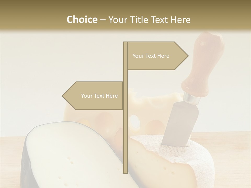 3 Kinds Of Cheese With A Cheese Knife PowerPoint Template