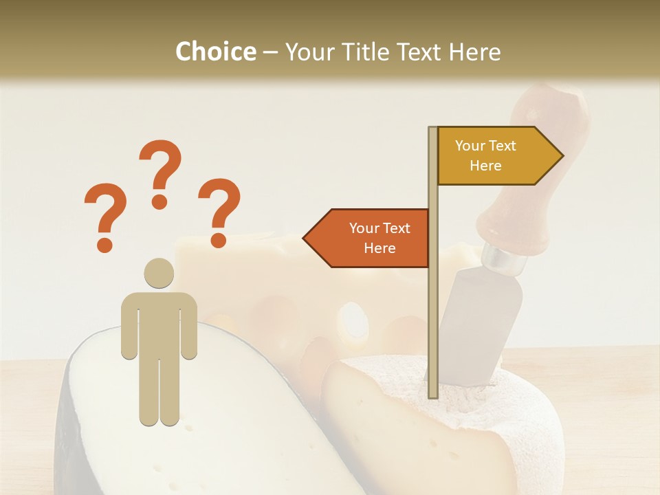 3 Kinds Of Cheese With A Cheese Knife PowerPoint Template