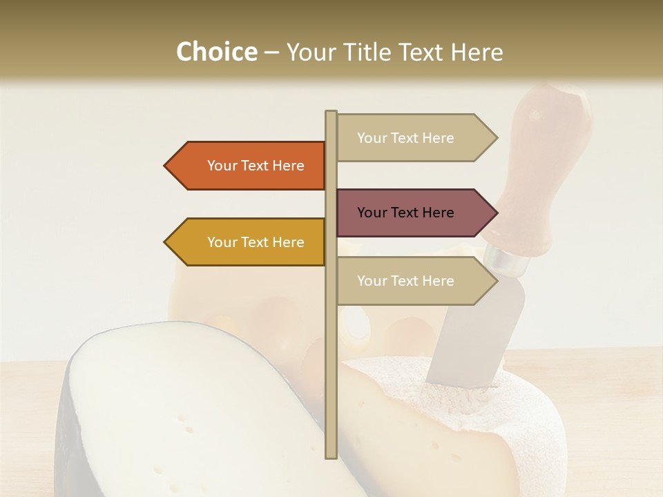 3 Kinds Of Cheese With A Cheese Knife PowerPoint Template
