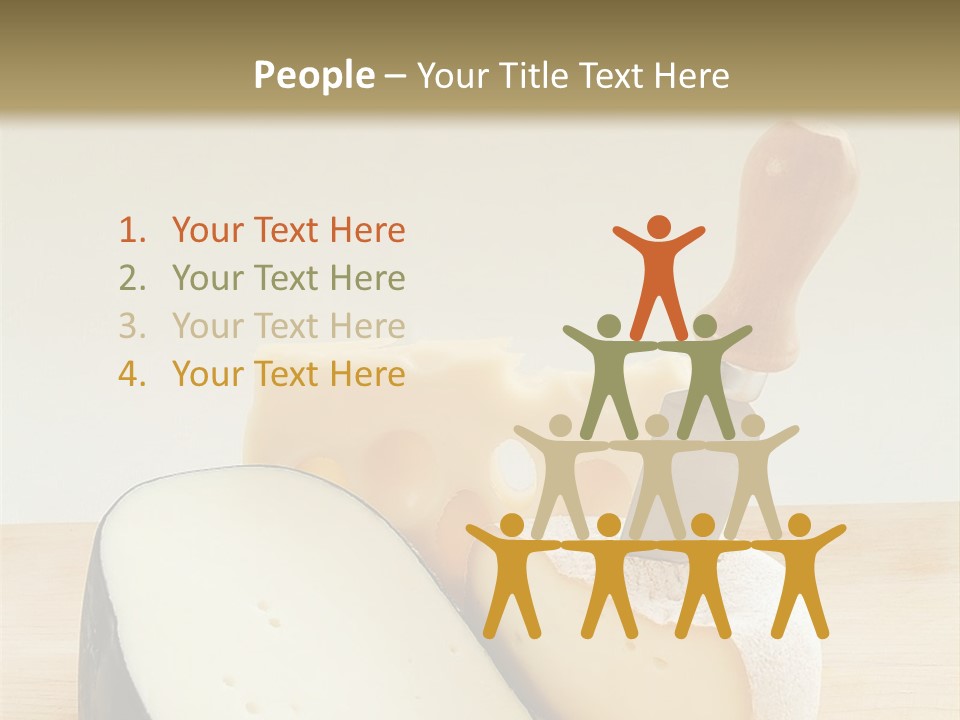 3 Kinds Of Cheese With A Cheese Knife PowerPoint Template