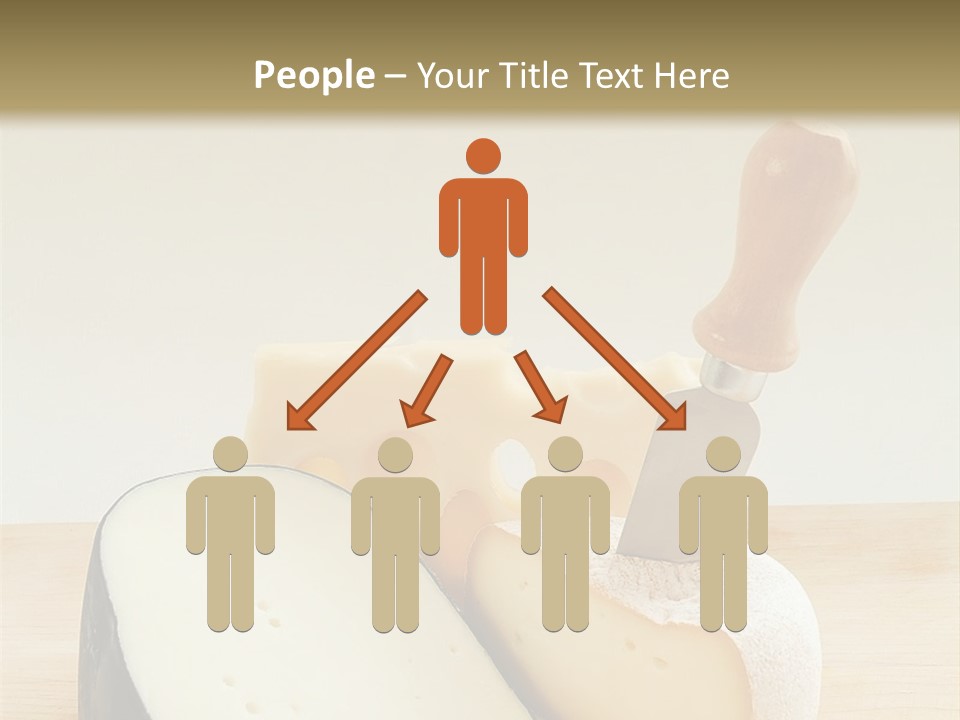 3 Kinds Of Cheese With A Cheese Knife PowerPoint Template