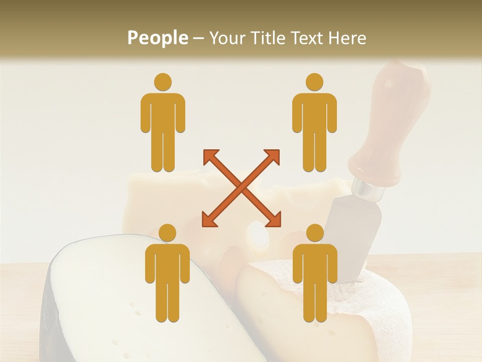 3 Kinds Of Cheese With A Cheese Knife PowerPoint Template