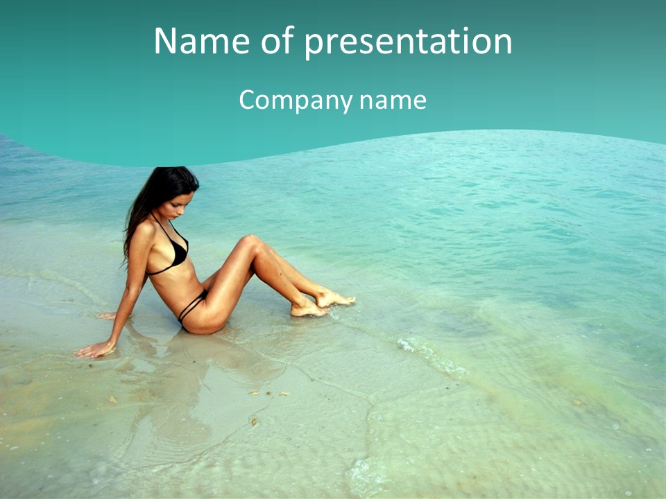 Girl At Water PowerPoint Template