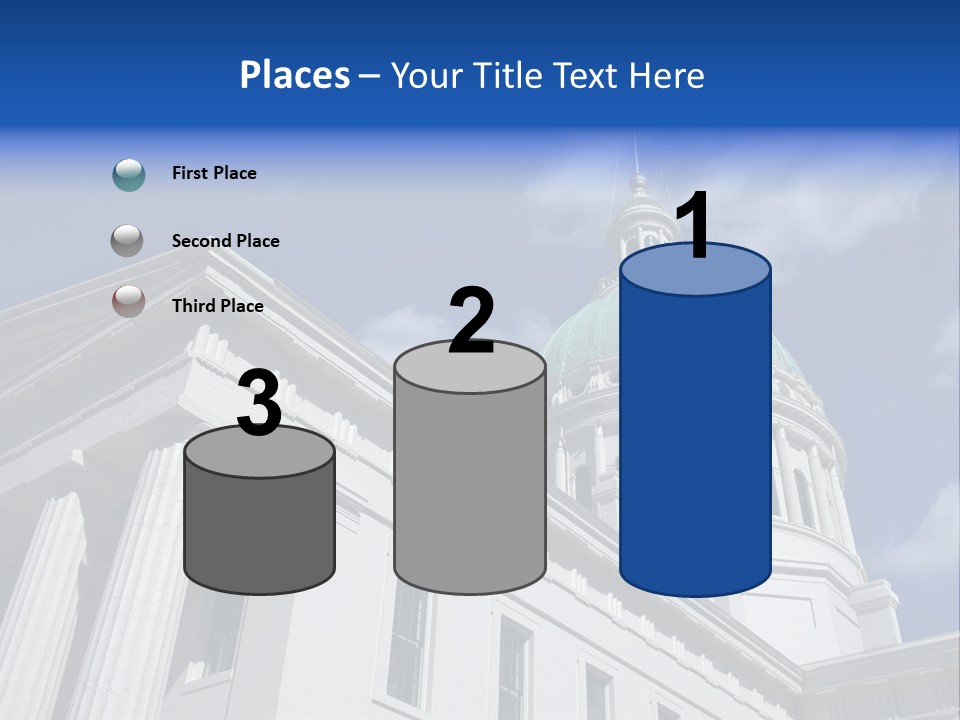 A White Building With A Green Dome Under A Blue Sky PowerPoint Template