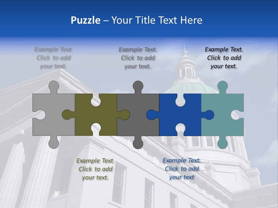 A White Building With A Green Dome Under A Blue Sky PowerPoint Template