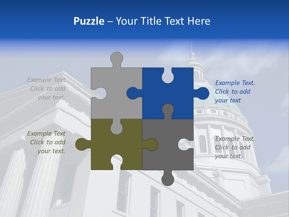 A White Building With A Green Dome Under A Blue Sky PowerPoint Template