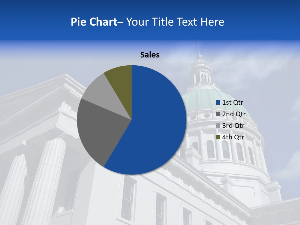 A White Building With A Green Dome Under A Blue Sky PowerPoint Template
