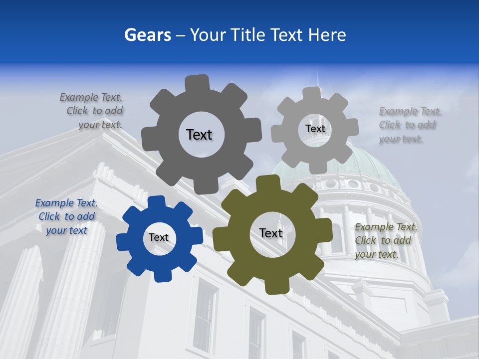 A White Building With A Green Dome Under A Blue Sky PowerPoint Template