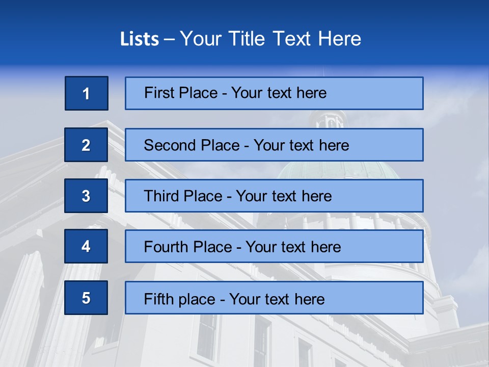 A White Building With A Green Dome Under A Blue Sky PowerPoint Template