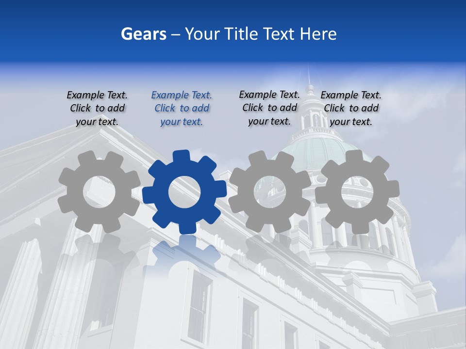 A White Building With A Green Dome Under A Blue Sky PowerPoint Template