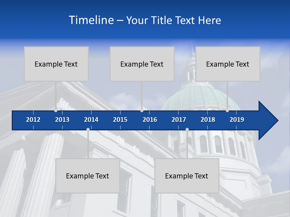 A White Building With A Green Dome Under A Blue Sky PowerPoint Template