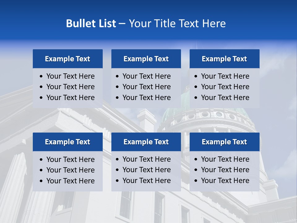 A White Building With A Green Dome Under A Blue Sky PowerPoint Template