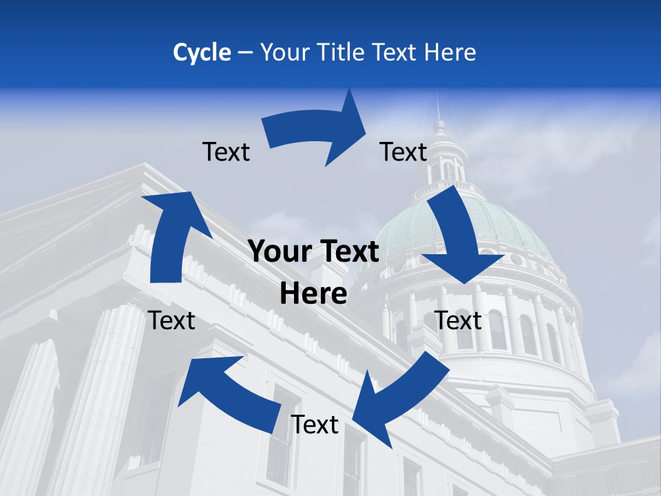 A White Building With A Green Dome Under A Blue Sky PowerPoint Template