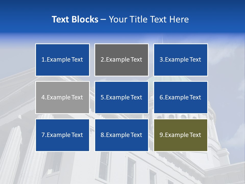 A White Building With A Green Dome Under A Blue Sky PowerPoint Template