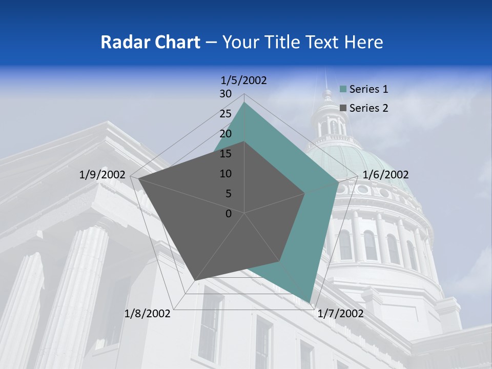 A White Building With A Green Dome Under A Blue Sky PowerPoint Template