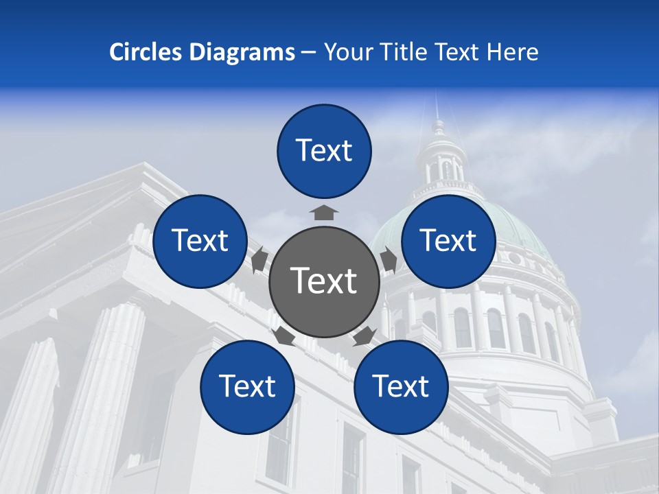 A White Building With A Green Dome Under A Blue Sky PowerPoint Template