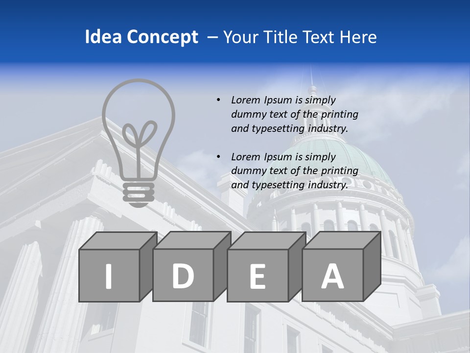 A White Building With A Green Dome Under A Blue Sky PowerPoint Template