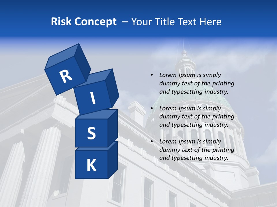 A White Building With A Green Dome Under A Blue Sky PowerPoint Template