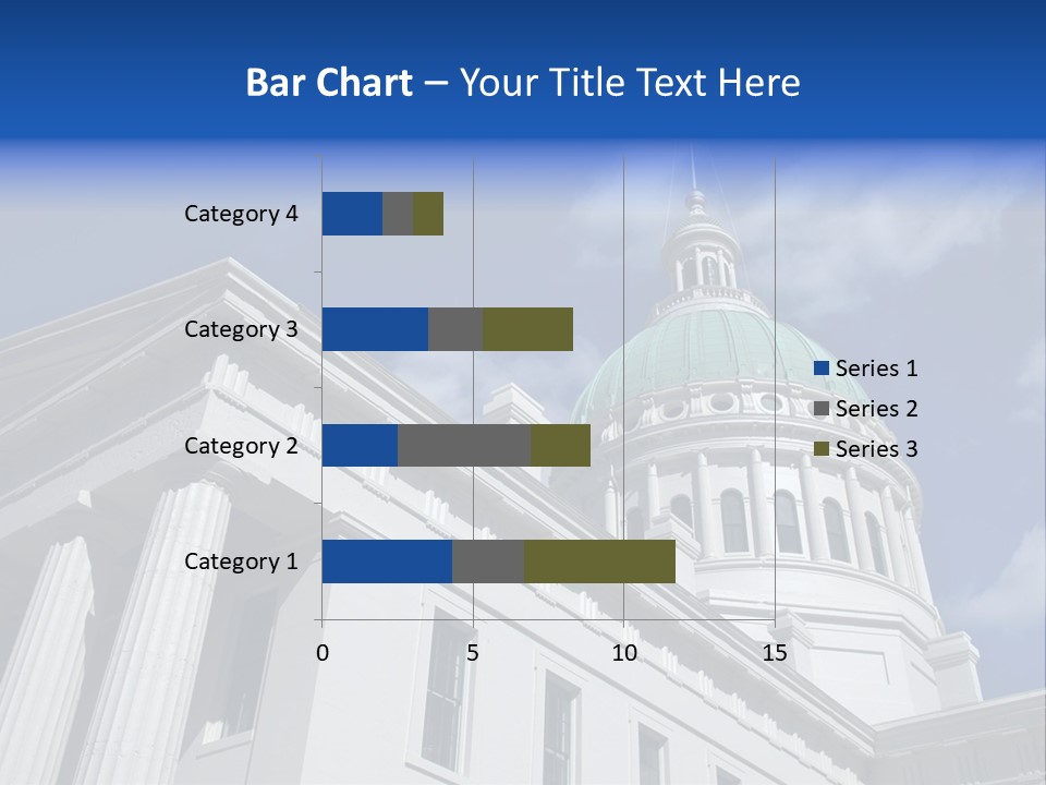 A White Building With A Green Dome Under A Blue Sky PowerPoint Template
