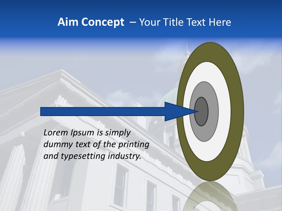 A White Building With A Green Dome Under A Blue Sky PowerPoint Template