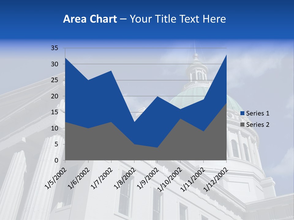A White Building With A Green Dome Under A Blue Sky PowerPoint Template